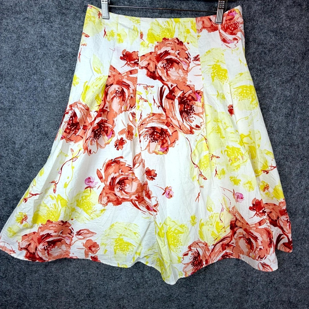 Sweet Salt Flare Skirts Womens Medium White Yellow Pink Floral Watercolor Artsy
